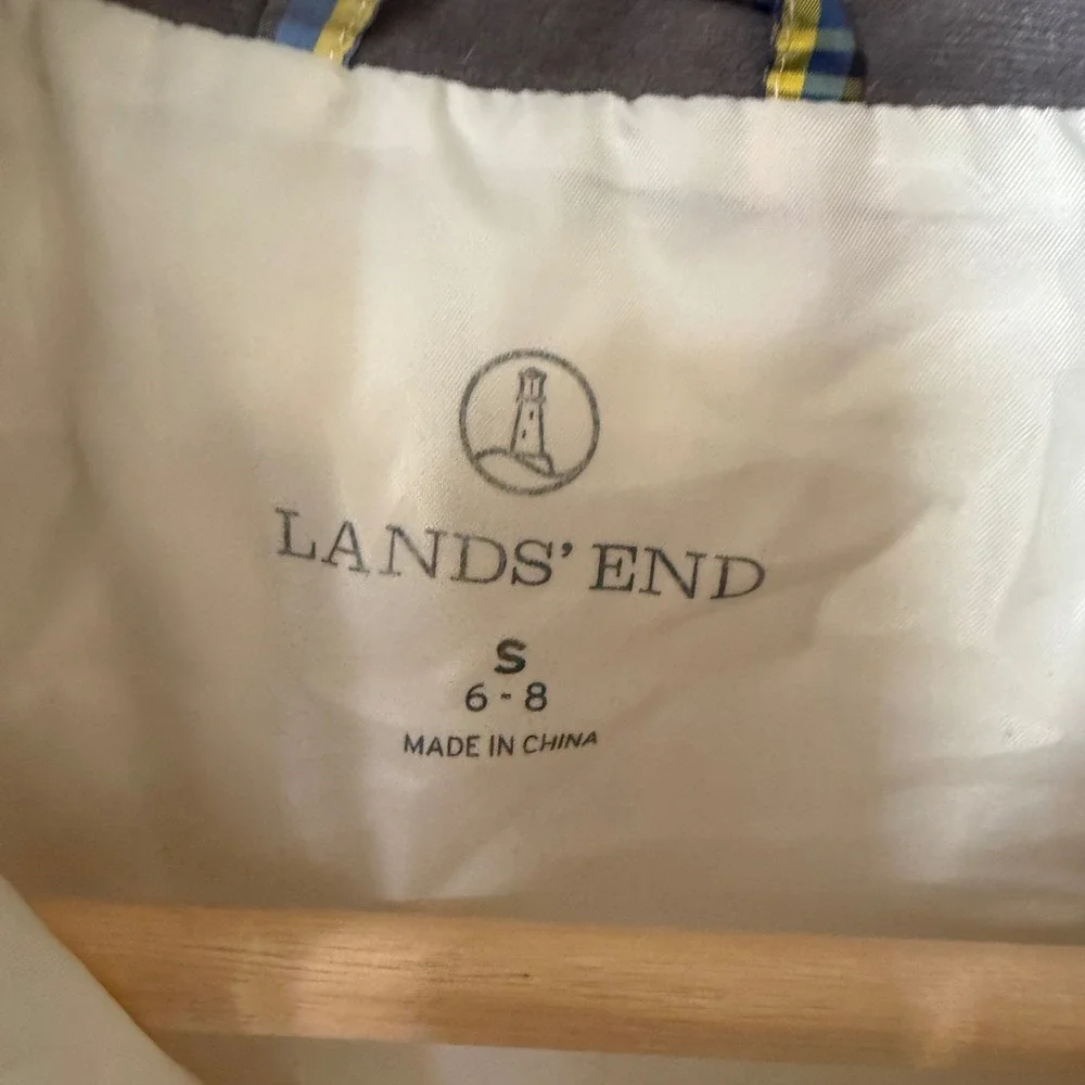 Lands End Womens Plaid Puffer‎ Vest Size Small Red Blue  Zip Front Sleeveless